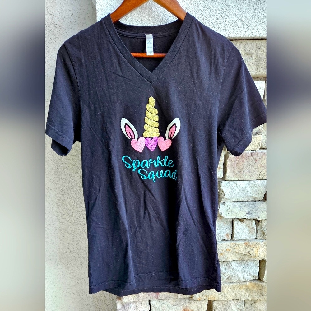 Sparkle Squad Black Rainbow Unicorn Top
